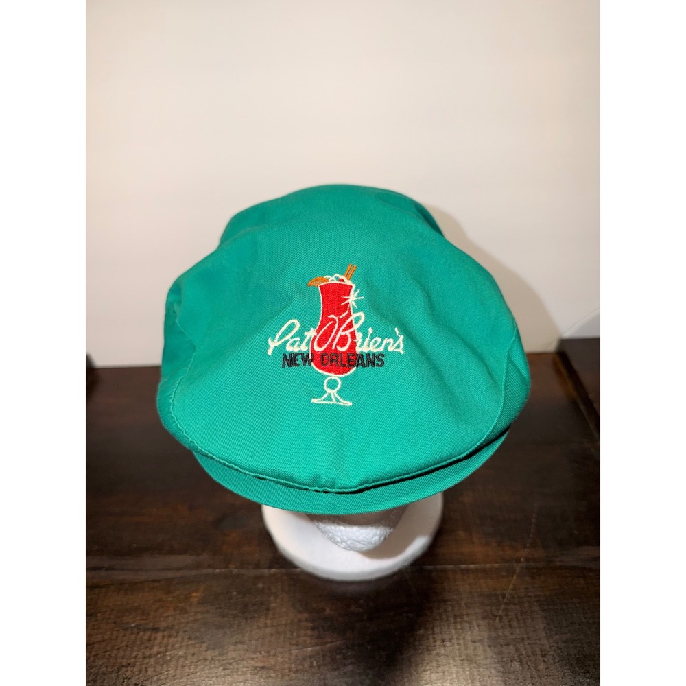 Vintage Pat O'Briens New Orleans Snapback Flat Cap Green Newsboy Hat Koza's Sz L